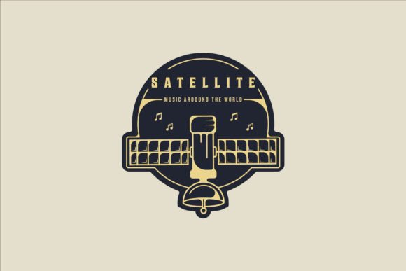 Emblem Satellite Logo Vector Graphics
