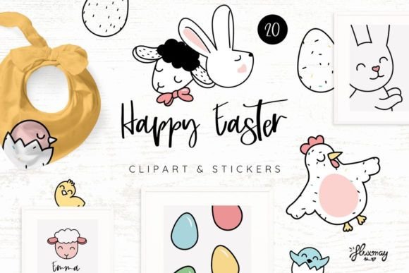 Happy Easter Clipart and Stickers Bundle: Graphics for Creative Sellers