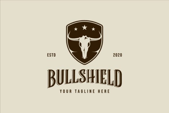 Head Skull Bull and Shield Logo Design Graphics