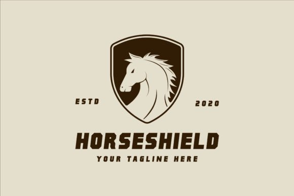 Horse of Shield Logo Vector Design Graphics