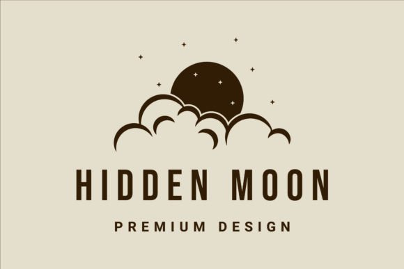 Moon with Cloud Vector Logo Design Graphics