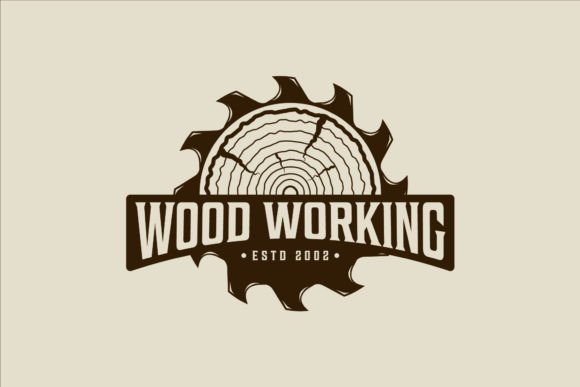 Sawmill and Wooden Logo Vector Vintage Graphics