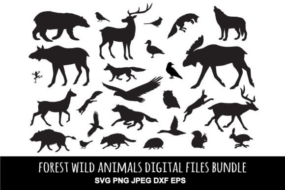 Set of Forest Animals Silhouette Graphics