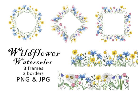 Watercolor Border Clipart Wildflower PNG