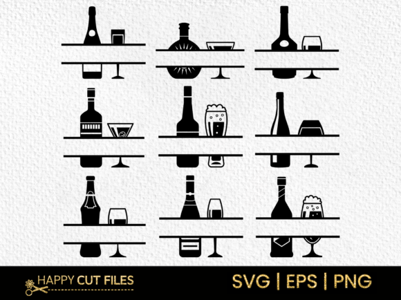 Wine Beer Cocktail Monogram Svg Bundle